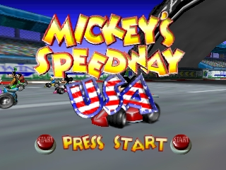 Mickey's Speedway USA title screen for Nintendo 64
